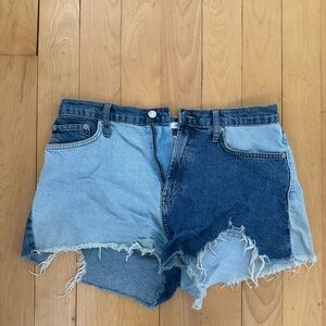 Forever 21 Two-Tone Blue Jean Shorts